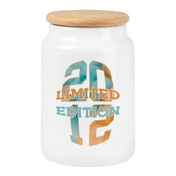 LIMITED EDITION 2012 14 YEARS 14TH BIRTHDAY - Cookie Jar with Wooden Lid - white - Front