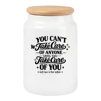Self Care Ist Nicht Selbstsucht sei du selbst - Keksdose mit Holzdeckel - Weiß - Vorne
