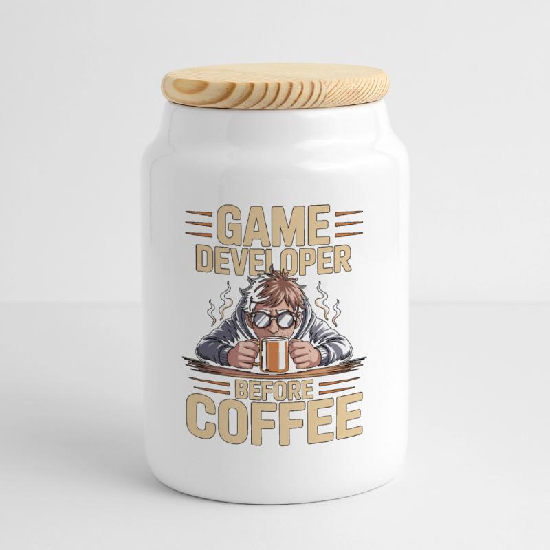 Game Developer Before Web Developer Coffee Lover Keksdose mit Holzdeckel
