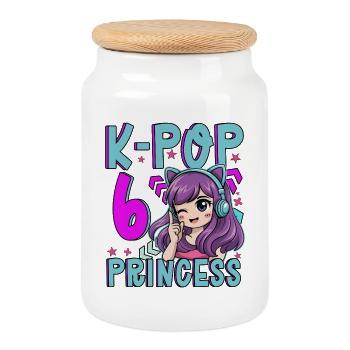 K-Pop-Prinzessin 6 Jahre Geburtstag - Keksdose mit Holzdeckel - Weiß - Vorne