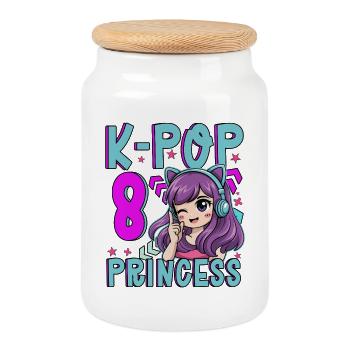 K-Pop-Prinzessin 8 Jahre Geburtstag - Keksdose mit Holzdeckel - Weiß - Vorne