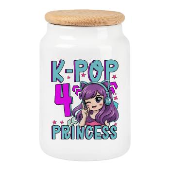 K-Pop-Prinzessin 4 Jahre Geburtstag - Keksdose mit Holzdeckel - Weiß - Vorne