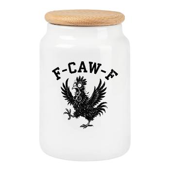 Hahnen-Silhouette F-Caw-F - Keksdose mit Holzdeckel - Weiß - Vorne