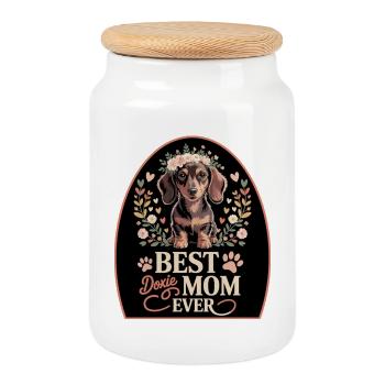 Meilleur moment de maman teckel - Boîte à biscuits avec couvercle en bois - blanc - Devant