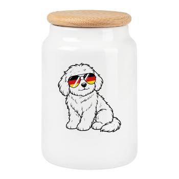 German flag dog German Germany dogs - Cookie Jar with Wooden Lid - white - Front
