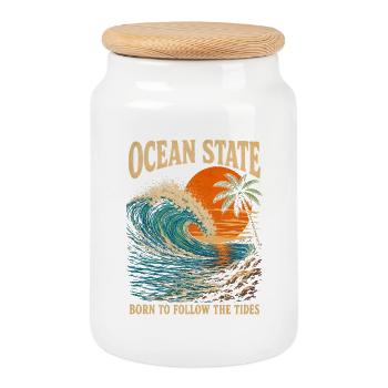 Ocean State Born to Follow The Tides - Keksdose mit Holzdeckel - Weiß - Vorne