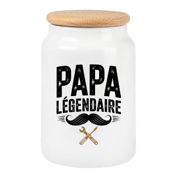 Papa Légendaire Bricoleur - Boîte à biscuits avec couvercle en bois - blanc - Devant