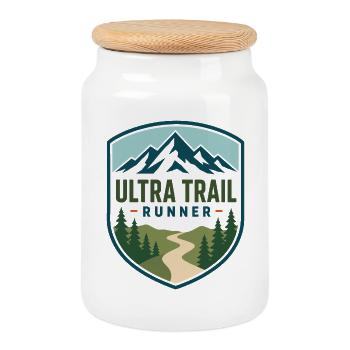 Bouclier de montagne Ultra Trail Runner - Boîte à biscuits avec couvercle en bois - blanc - Devant