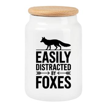 Paroles des renards Cadeau des renards drôles - Boîte à biscuits avec couvercle en bois - blanc - Devant