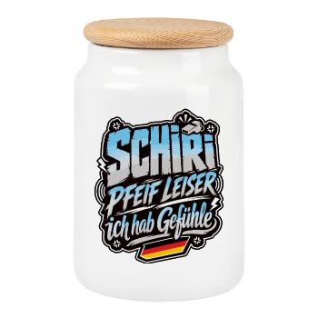 Schiri pfeif leiser ich hab Gefühle - Keksdose mit Holzdeckel - Weiß - Vorne