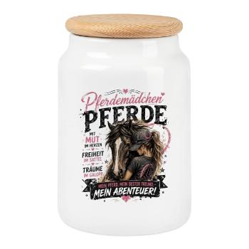 Pferdemädchen – Mein Pferd, mein bester Freund, me - Keksdose mit Holzdeckel - Weiß - Vorne