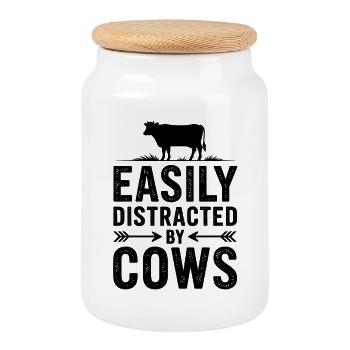 Paroles des vaches Vaches Drôle de vache Cadeau - Boîte à biscuits avec couvercle en bois - blanc - Devant