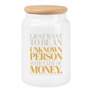 Geld Just Want To Be An Unknown Person Money Reich - Cookie Jar with Wooden Lid - white - Front