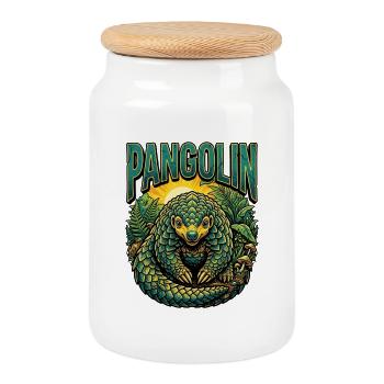 Pangolin Retro Vintage - Cookie Jar with Wooden Lid - white - Front