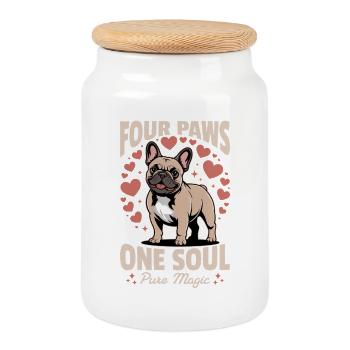 French Bulldog Frenchie Dog Breed - Keksdose mit Holzdeckel - Weiß - Vorne