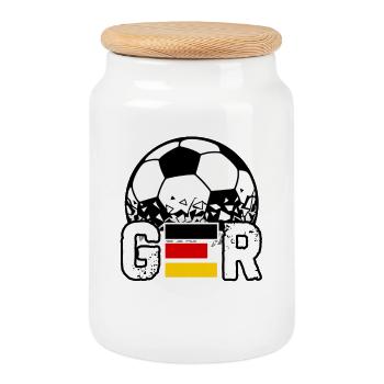 Maillot rétro de fan de football allemand GER - Boîte à biscuits avec couvercle en bois - blanc - Devant