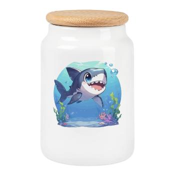 Great White Shark Great White Shark - Cookie Jar with Wooden Lid - white - Front