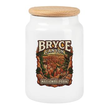 Bryce Canyon National Park Vintage Scenery - Cookie Jar with Wooden Lid - white - Front