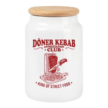 Döner Kebab Appreciation Club – Retro Design - Keksdose mit Holzdeckel - Weiß - Vorne