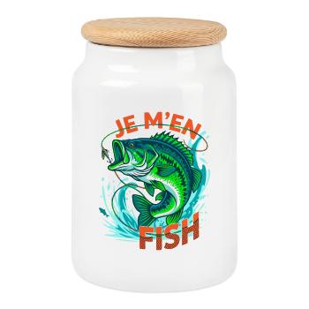 I Fish Humor Fishing Funny Fish - Cookie Jar with Wooden Lid - white - Front