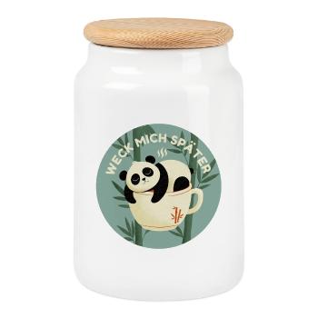 Verträumter Panda - Keksdose mit Holzdeckel - Weiß - Vorne