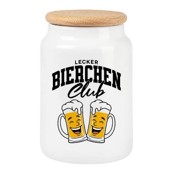Lecker Bierchen Club - Keksdose mit Holzdeckel - Weiß - Vorne