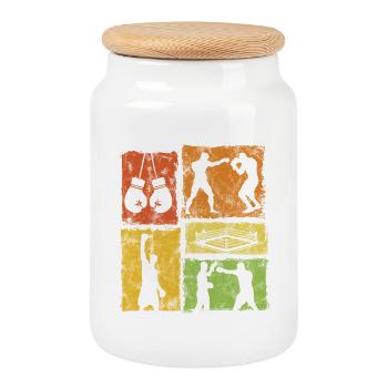 Graphisme de style rétro de boxe pour les pros de la boxe - Boîte à biscuits avec couvercle en bois - blanc - Devant