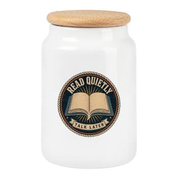 What Is a Silent Book Club Read Quietly Talk Later - Keksdose mit Holzdeckel - Weiß - Vorne