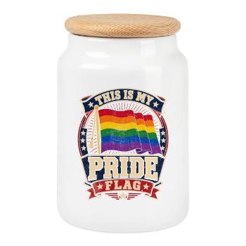 My Pride Flag Design - Cookie Jar with Wooden Lid - white - Front