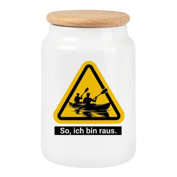 So, ich bin raus Kanufahrer - Keksdose mit Holzdeckel - Weiß - Vorne