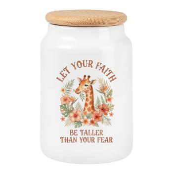 Let Your Faith Be Taller Than Your Fear Christian - Cookie Jar with Wooden Lid - white - Front
