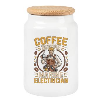 Marine Electrician Coffee Engineer Coffee Lover - Keksdose mit Holzdeckel - Weiß - Vorne