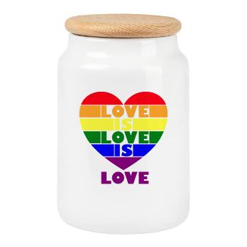 L’amour est amour Fierté LGBT Gay L’amour est un cœur d’amour - Boîte à biscuits avec couvercle en bois - blanc - Devant