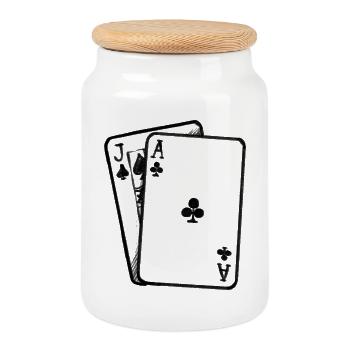 Blackjack Clubs As Jack of Spades Casino - illustration - Boîte à biscuits avec couvercle en bois - blanc - Devant