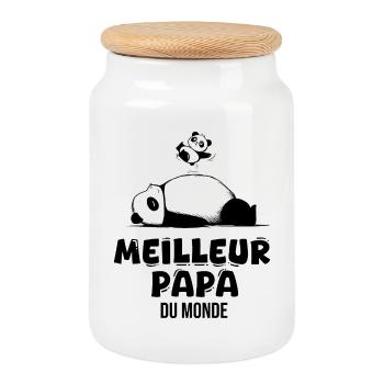 meilleur papa du monde père fête des pères - Boîte à biscuits avec couvercle en bois - blanc - Devant