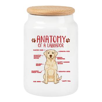 Chemise jaune d’anatomie Labrador - Boîte à biscuits avec couvercle en bois - blanc - Devant