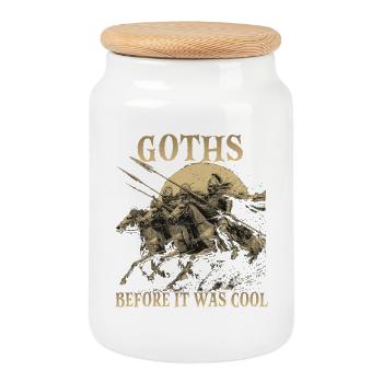 Cavaliers germaniques Humour Cavalerie gothique tardive - Boîte à biscuits avec couvercle en bois - blanc - Devant