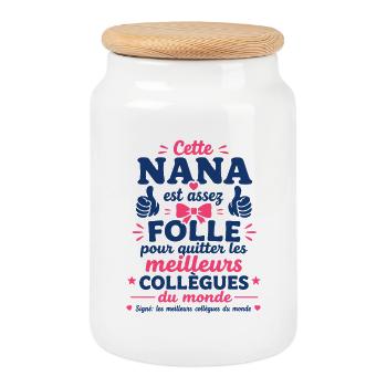 Nana Folle Quitte Ses Meilleurs Collègues - Boîte à biscuits avec couvercle en bois - blanc - Devant