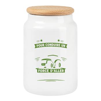 Né pour conduire un tracteur à l’école - Boîte à biscuits avec couvercle en bois - blanc - Devant