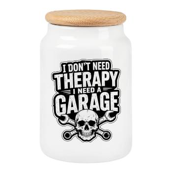 I Don't Need Therapy I Need A Garage - Mechanic - Cookie Jar with Wooden Lid - white - Front