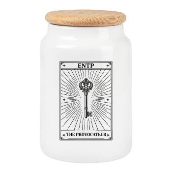 ENTP | Tarot Card Personality - Cookie Jar with Wooden Lid - white - Front
