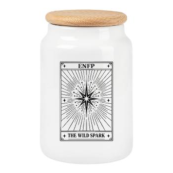 ENFP | Tarot Card Personality - Cookie Jar with Wooden Lid - white - Front