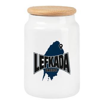 Grèce Île de Lefkada, Grèce Mémoire de voyage en Grèce - Boîte à biscuits avec couvercle en bois - blanc - Devant