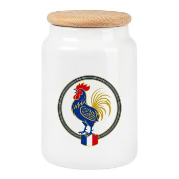 Blason France Coq Gaulois Drapeau - Boîte à biscuits avec couvercle en bois - blanc - Devant