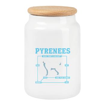 Pyrenean Dog - Cookie Jar with Wooden Lid - white - Front