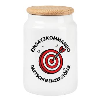 Einsatzkommando Dartscheibenzerstörer Gruppenshirt - Keksdose mit Holzdeckel - Weiß - Vorne