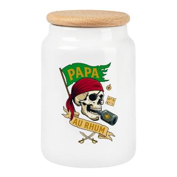 Papa Au Rhum Pirate Crâne Humour Fête Des Pères - Boîte à biscuits avec couvercle en bois - blanc - Devant