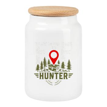 FTF Hunter GPS Treasure Hunting Design - Cookie Jar with Wooden Lid - white - Front