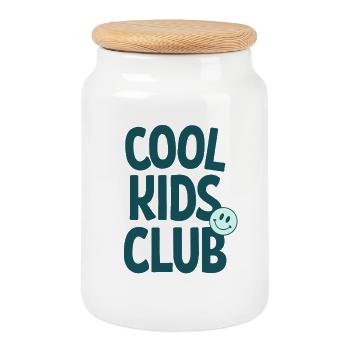 Cool Kids Club Retro Design - Keksdose mit Holzdeckel - Weiß - Vorne