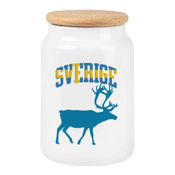 Sweden Moose Retro-Logo - Keksdose mit Holzdeckel - Weiß - Vorne